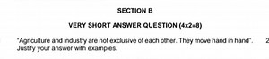 SECTION BVERY SHORT ANSWER QUESTION (4×2=8)"Agriculture and i... | Filo
