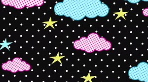 Retro Pop Art Clouds and Stars Seamless Looping Background