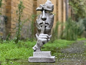 Concrete Silence Face Statue Stone Face Figurine Abstract Shushing Sculpture Modern Garden Decor Cement Whispering Figure Unique Ornament - Etsy