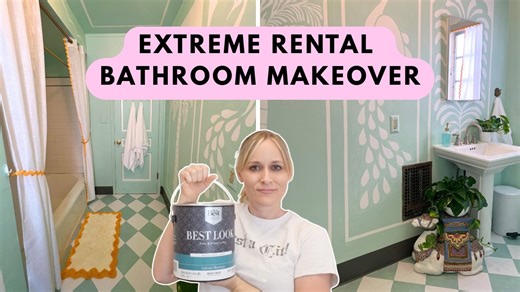 Explore an epic renter-friendly colorful maximalist bathroom makeover