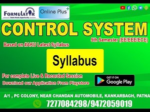 CONTROL SYSTEM Syllabus (5th Semester EE/EEE/ECE)