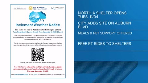 Respite centers opening today in Sacramento County ahead of storm