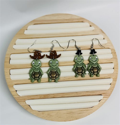 Hand-sculpted Polymer Clay Turtle Earrings | Cowboy, Classic Styles, Hypoallergenic Hooks - Etsy
