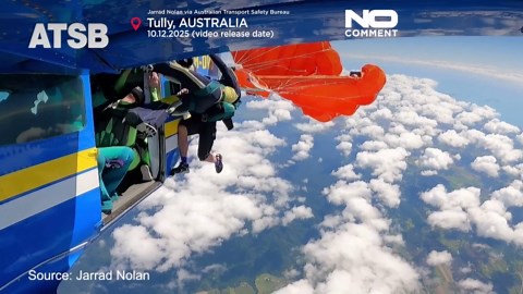 Skydiver dangles at 4,500 metres after parachute catches on plane’s tail