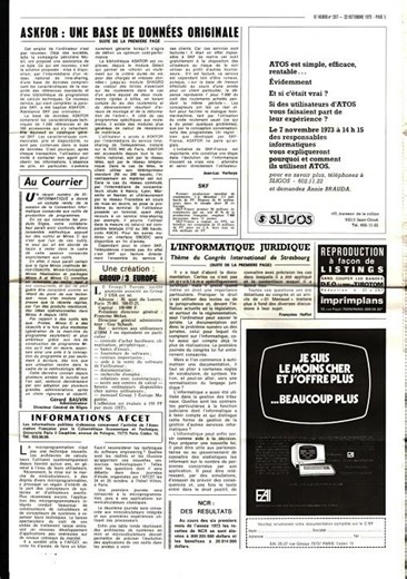 01 Informatique Hebdo Oct 1973 Weekly issue# 257 | IBM, Univac, Telex, Hazeltine, Tally, Datashare