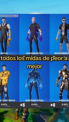Comparación de todas las skins de Midas en Fortnite