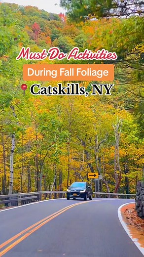 Must do activities during Fall in the Catskills Mountain- 1. Scenic Drive Through N.Y.S. Rt 23A from Palenville to Hunter 2. Hunter Mountain Skyride 3. Check the breathtaking view from Hunter Mountain summit 4. Hike Kaaterskill Falls 5. Take a Fall foliage train ride #catskillsny #catskillsmountains #fallfoliage2023 #fallfoliage #katerskillfalls #upstatenytiktok💯 #upstatenythings #fallroadtrip