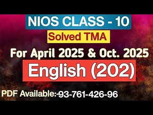 Nios Class 10 English Solved TMA 2024-25 | Nios Solved Assignment 2024-25 |