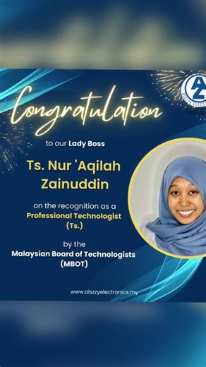 Congratulations to Ts. Nur 'Aqilah Zainuddin, Professional Technologist!