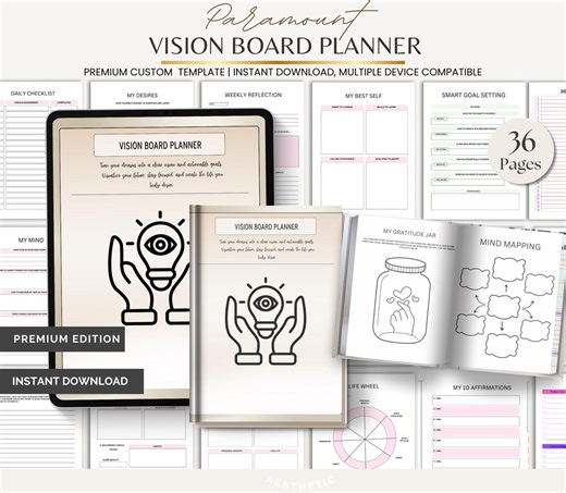 Vision Board Planner Printable, Goal Setting Planner, Manifestation Planner, Dream Life Planner, Personal Growth Workbook - Etsy