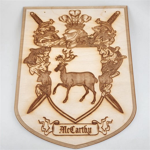 Mccarthy Family Crest - Heraldry Shield - Coat of Arms - Etsy