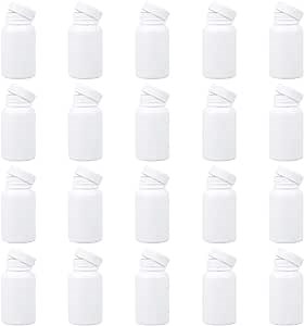EXCEART 20pcs Empty Pill Bottle Portable Plastic Medicine Holder Container Case for 100ml (White)