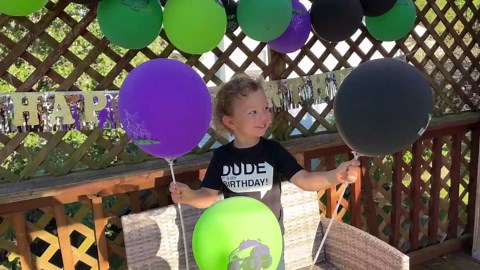 Haooryx Monster Truck Birthday Balloon - 50Pcs Green Purple Monster Truck Lightning Print Latex Balloon Kit for Kid Boy Baby Shower Happy Birthday Themed Party Decoration Photo Prop Backdrop Supply
