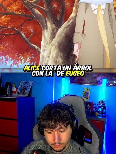 Alice corta un árbol con la espada de Kirito