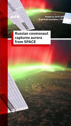 Russian cosmonaut captures aurora from space. #NorthernLights #Aurora #BBCNews