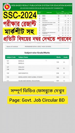 37K views · 332 reactions | মার্কশীটসহ SSC Result 2024 | SSC Result With Mark Sheet | SSC মার্কশীটসহ রেজাল্ট দেখার নিয়ম 2024 #ssc_results_with_markshit #ssc_results_2024 #ssc_results_with_mark #all_board_ssc_results_2024 | Govt. Job Circular BD | Facebook