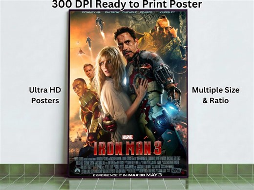 Iron Man 3 Movie Poster | Shane Black Film | Marvel Print | Tony Stark Wall Art | Digital Download - Etsy