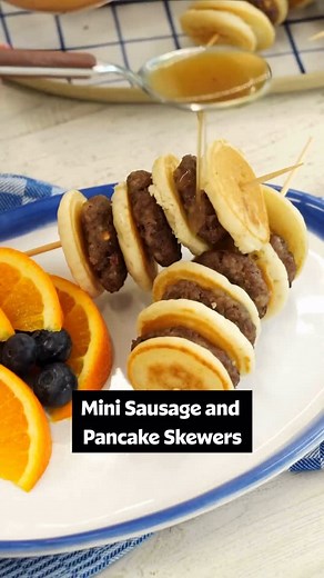 Some like them hot! 🥞🌶️ You didn’t know you needed these Mini Sausage Pancake Skewers with Spicy Syrup in your life. The spicy drizzle kicks up the sweetness of your pancakes, making the perfect brunch addition! Continue reading or click the link in the @allrecipes bio for the full recipe! ⬇️ Ingredients: Syrup: 4 tablespoons unsalted butter ½ cup maple syrup 1 teaspoon red pepper flakes, or to taste ½ teaspoon salt Pancakes: 1 cup all-purpose flour ½ tablespoon brown sugar ¼ teaspoon baking p