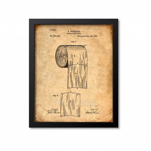 Toilet Paper Patent Print Patent Art Print Patent Poster Bathroom Art - Etsy
