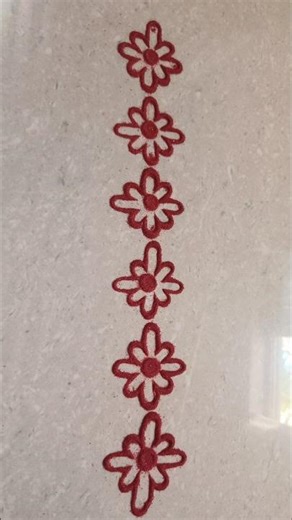 Red Colour Quick Flower Border Rangoli 💮 #shorts #viral #trending #youtube #borderrangoli #art
