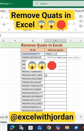 Remove Quats #excel #exceltips #exceltricks #shortsfeed #education #shortvideo #words #shorts