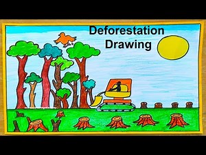 deforestation drawing simple and easy - science drawing academy - land environmental drawing - diy