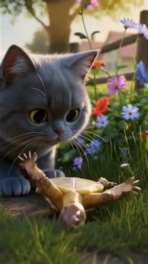 Cute Cat Helps a Turtle 🐱🐢 | Heartwarming Short Story#cat #kitten #animal #catstory #cattales