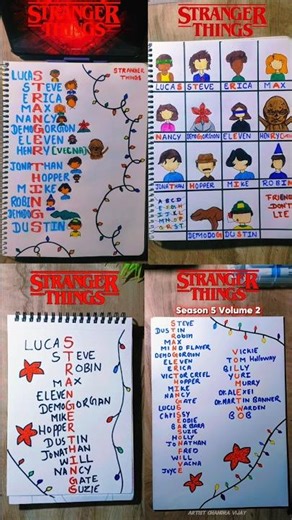 Stranger Things All Characters Name Art ✨🤯 #strangerthings #creative #shorts #netflix