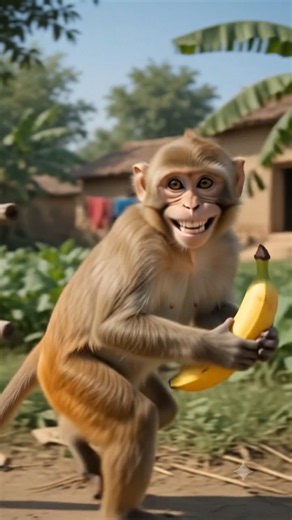 बंदर और नकली साँप का मजेदार प्रैंक! 😂🐒 | Funny Monkey Prank #shorts#funny #comedy #trending #viral