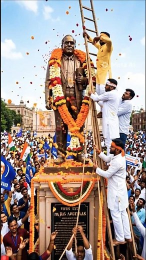 Massive B. R. Ambedkar 🙏 | Biggest Statue Garland Ceremony | Emotional Celebration | Jai Bhim”🌹🌹🌹