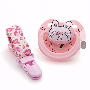 Cute Large Size Pacifier: Big Shield Paci for Anxiety with Paci Clips - Soft Silicone Large Nipple for Sleep Shy Blush