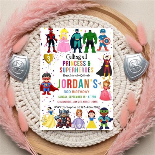 Superhero Party Invitation, Kids Avengers Birthday Invite, Editable Canva Template, Printable Superhero Invite - Etsy