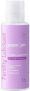 Premom Sperm Friendly Fertility Lubricant Water Based: Glycerin Free - Paraben Free - pH Balanced Pregnancy Prep Lube for Women & Couples Trying to Conceive | 2 Fl Oz - Package May Vary