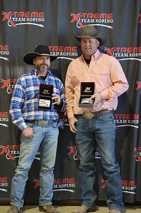 David Tincher and Cade Schneemann won the #9.5 USTRC Average at the USTRC Winter Classic with a 38.63 on four, earning $6,320 | X-Treme Team Roping