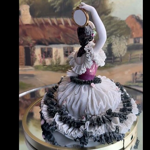 Very rare Dresden Lace Porcelain Dancer Figurine marked ART Germany