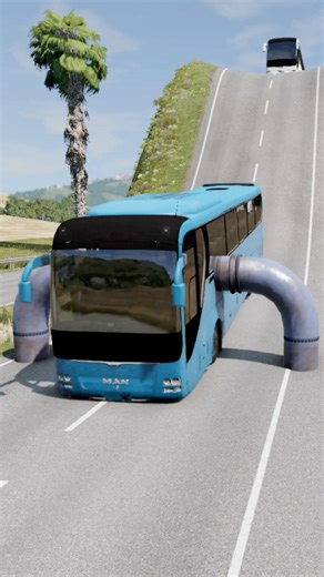 Long Colourful City Buses vs Drain Pipe Crash #817 #beamngdrive #crashdrive #shorts