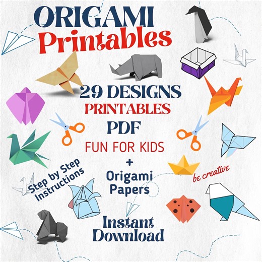 Origami Printables Digital Download, Paper Folding Templates, Instant Download, Printable Origami Patterns, Origami Arts Designs & Animals - Etsy