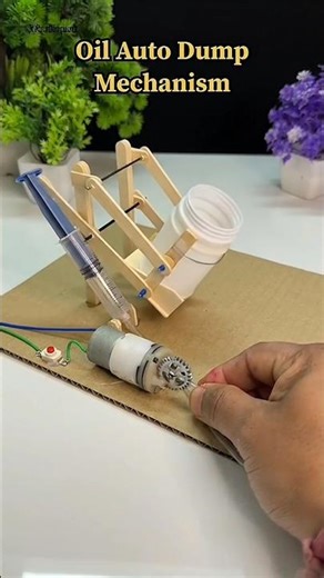 This DC Motor Oil Auto Dump Mechanism is GENIUS 🤯 | Science Project #shorts #dcmotor #experiment