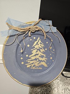 Christmas Charger Plate, Blue and Gold - Etsy