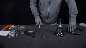 Portable Hookah Set with Everything Included - Thick Glass Mini Hookah Kit with 10 Coals,8 Mouth Tips & Large Silicone Bowl - Premium CNC Handle Shisha Pipe for Car, Travel & Home (BLACK)