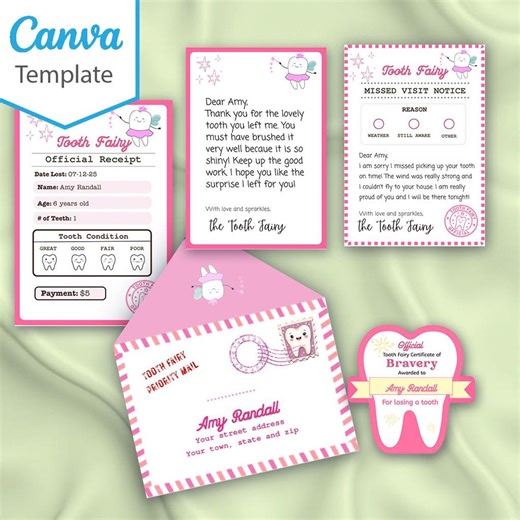 Editable Tooth Fairy Letter Bundle, Keepsake Certificate (canva Template, Digital Download) - Etsy Australia