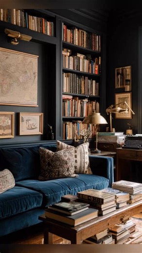 Dark academia interiors are all about creating a moody, intellectual atmosphere inspired by old libraries, historic universities, and classic European design. Rich, deep colors like forest green, burgundy, charcoal, and warm browns set the tone, layered with vintage furniture, antique finishes, and textured fabrics such as velvet, tweed, and wool. Books, art, and softly lit table lamps play a central role, giving the space a collected, thoughtful feel that’s cozy, dramatic, and timeless rather t