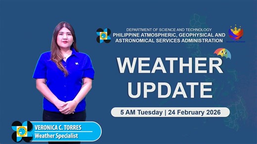 State weather bureau PAGASA gives a weather update as of 5 AM today, February 24, 2026. COURTESY: DOST-PAGASA | GMA News