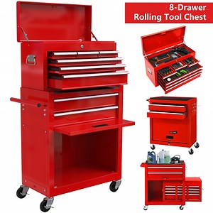 Rolling Tool Chest, 8 Drawer High Capacity Rooling Tool Box Organizer with Large Storage Cabinet, for Garage Workshop, Red