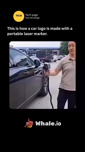 Tech page on Instagram: "This is how a car logo is made using a portable laser marker: the process begins by positioning the laser marker over the car part where the logo is required. The surface is carefully aligned and cleaned to ensure precision. The laser then emits a focused beam that engraves or marks the logo directly onto the material without physical contact. This method allows for high accuracy, clean detailing, and permanent marking, while also being fast and efficient, making it idea