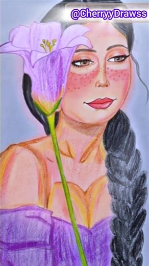 Lavender Aesthetic Girl Drawing💜🌸✨Colored Pencil Art❤🥀#shorts#lavender#girl#youtubeshorts#shortsfeed