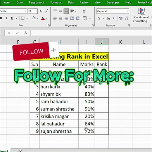 Excel Ranking Hack You Must Know! 🔥#excel #excelshorts #exceltutorial #exceltipsandtricks #excel2025