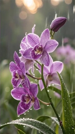 Relaxing Rain on Purple Orchids | 4K Nature ASMR 🌸🌧️