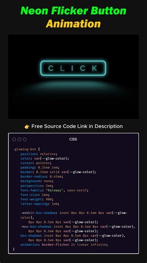 CSS Neon Flicker Button Animation | HTML & CSS
