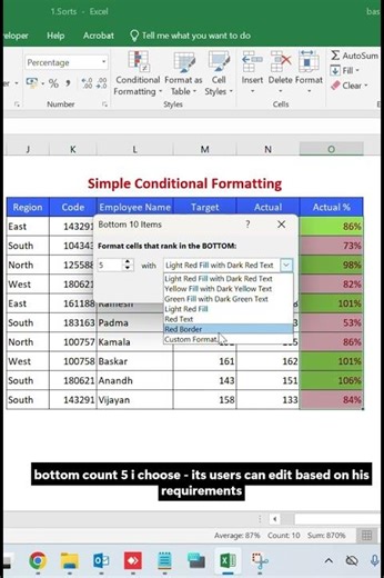 Highlight Top 5 & Bottom 5 in Excel | Conditional Formatting Trick #exceltutorialtamil